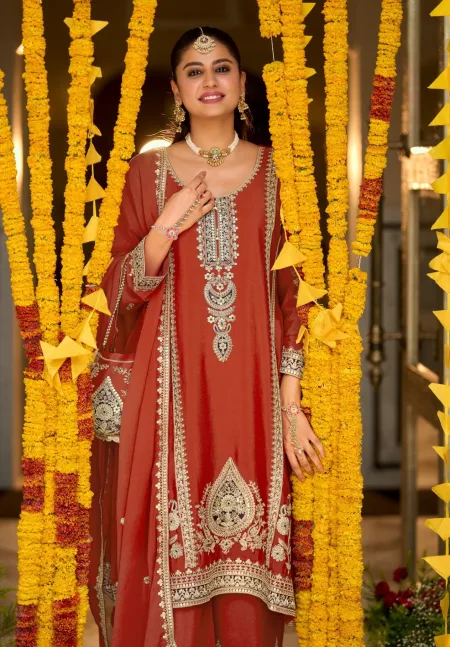 2611 To 2613 By Zaveri Chinon Embroidery Readymade Suits 